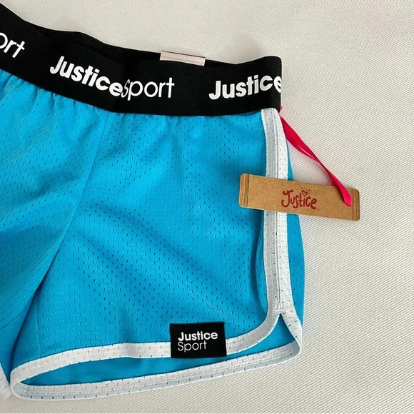 Justice Girls Core Solid Mesh Shorts Blue/Black Elastic Waist size Small (7/8) - Picture 7 of 12